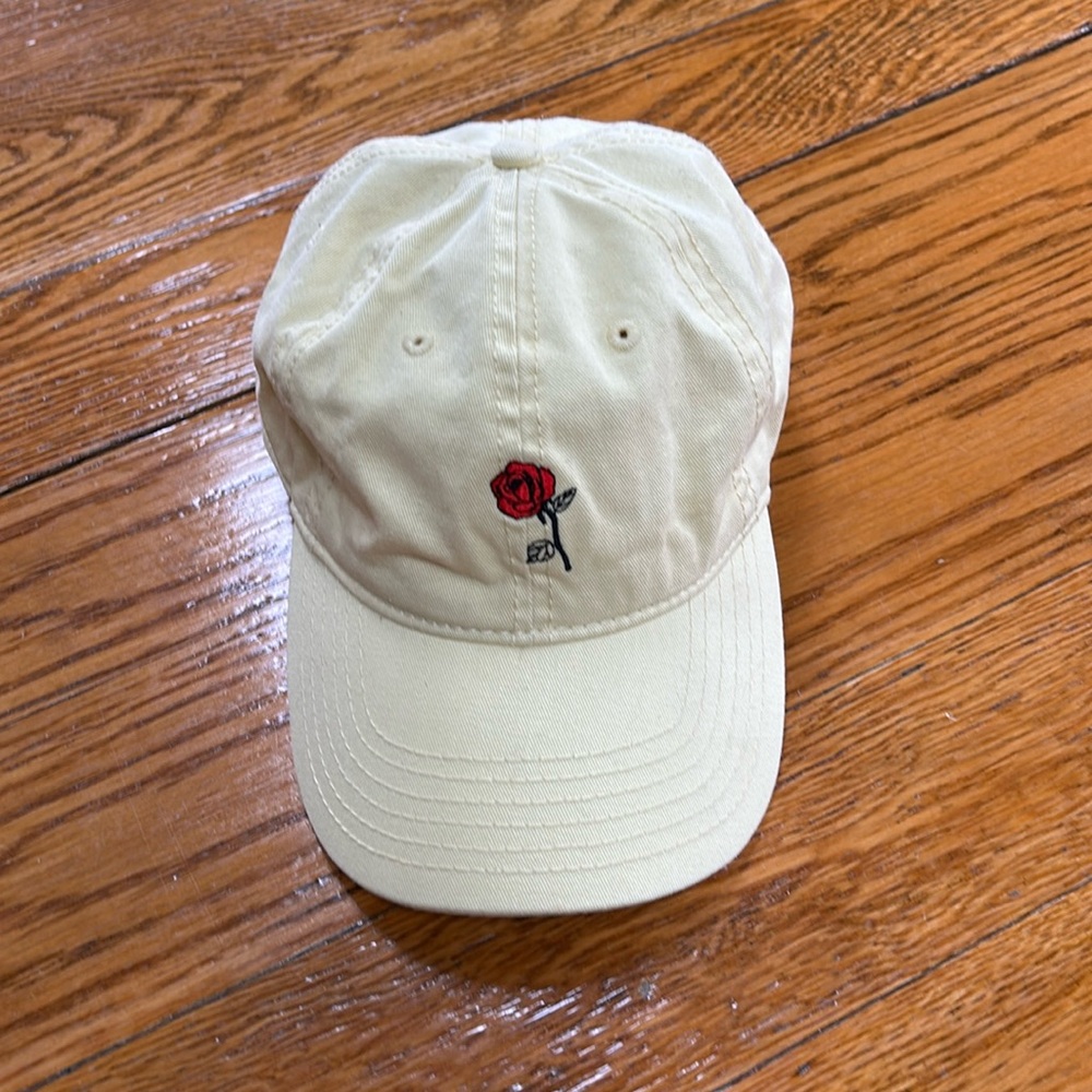 Disney Beauty and the Beast yellow cap. Embroidered red rose, I Only Date Beasts